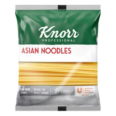 Knorr Asiatiske Eggnudler 4 x 3kg - Knorr Asian Noodles gir elastiske nudler som ikke klistrer ved varmholding.